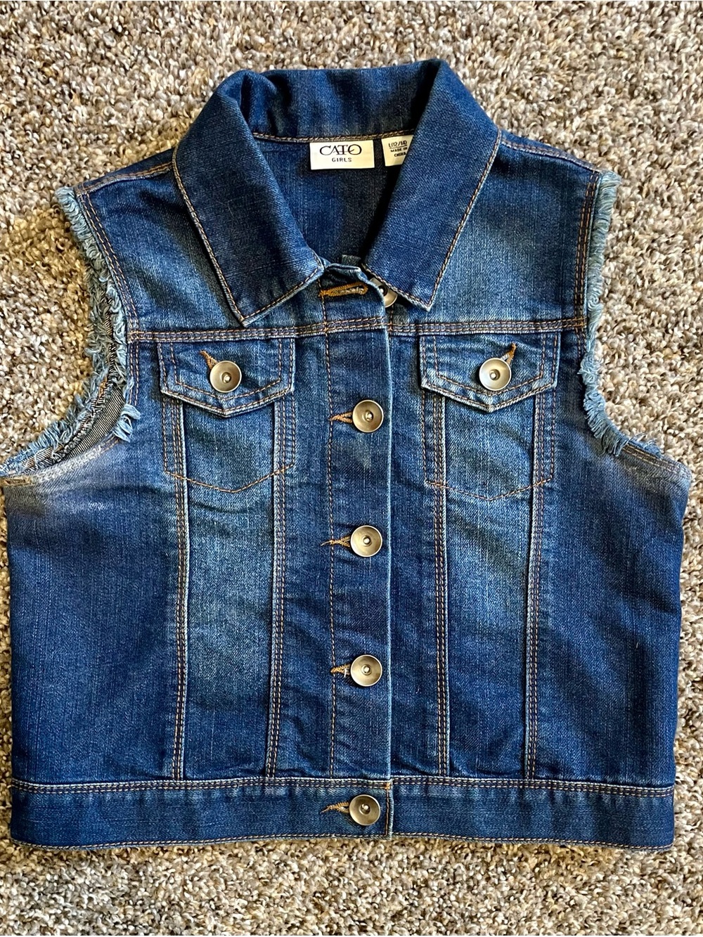 Cato Girls Blue Denim Sleeveless Vest Size 12/14